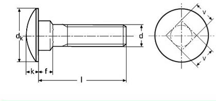 DIN 603 / ISO 8678 Carriage Bolts drawing