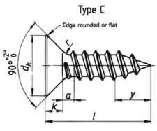 DIN 7982 countersunk head self-tapping screw drawing