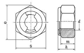 DIN 980M All Metal Hex Lock Nut drawing