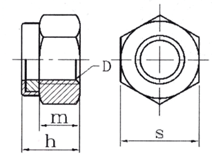 DIN 982 Thick Type Nylon Insert Lock Nut drawing